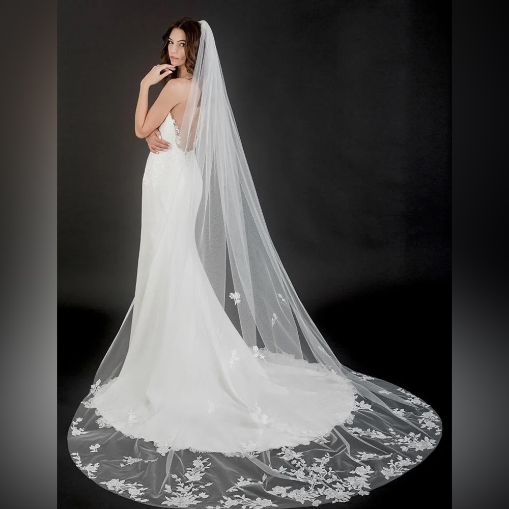 Elegant Ivory Cathedral Length Wedding Veil